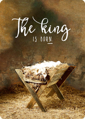 Postkarte: The king is born - Krippe (XL)