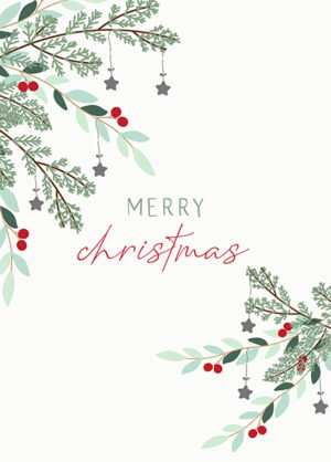 Postkarte: Merry christmas - Zweige (XL)