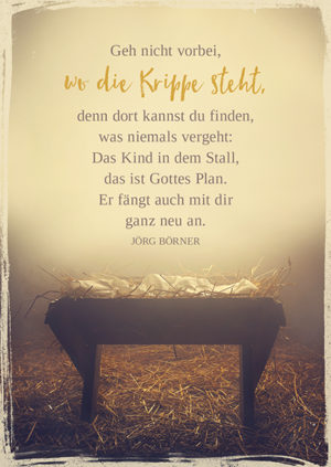 Postkarte: Wo die Krippe steht