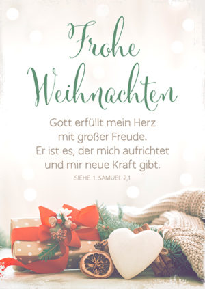Postkarte: Frohe Weihnachten - Gott erfüllt mein Herz