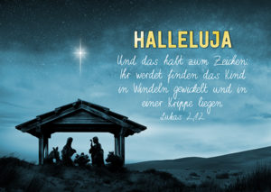 Postkarte: Halleluja - Krippe