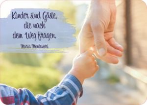 Postkarte: Kinder sind Gäste, die nach dem Weg fragen