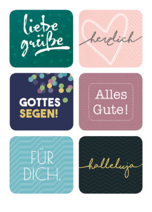 Sticker-Postkarte: Liebe Grüsse