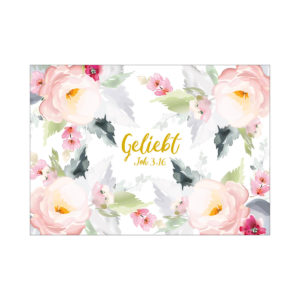 Postkarte: Geliebt (Motiv Rosen)