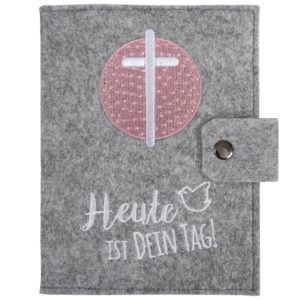 Buch-Umschlag: Heute ist dein Tag (Filz mit Kreuz rosa)