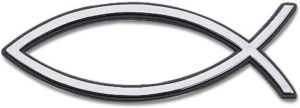 Reliefaufkleber: Fisch (klein silberfarben)