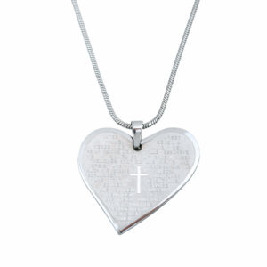 Halskette: Herz mit Vaterunser und Kreuz