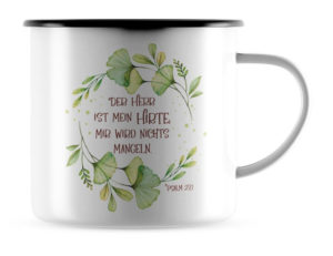 Emaille-Becher: Der Herr ist mein Hirte