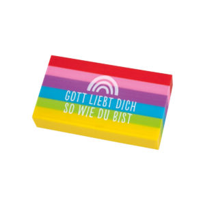 Radiergummi: Gott liebt dich so wie du bist (Regenbogen)