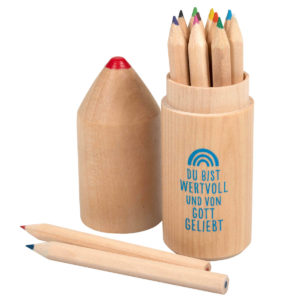 Buntstift-Set Holzdose: Du bist wertvoll