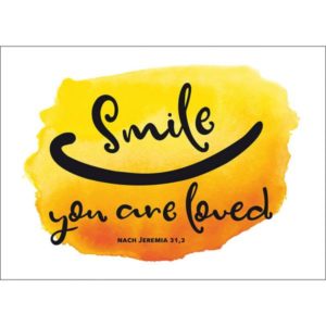 Fensterbild-Postkarte: Smile, you are loved (4 Stück)
