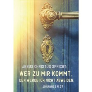 Postkarten: Jahreslosung 2022 - Wer zu mir kommt (12 Stück, Motiv Tür)