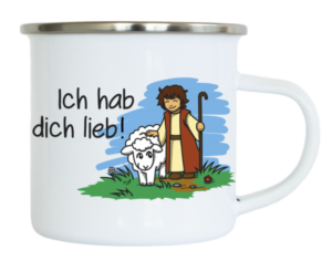 Emaille-Becher: Ich hab dich lieb!