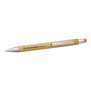 Kugelschreiber: Du bist kostbar (Bambus mit Touch-Pen orange)