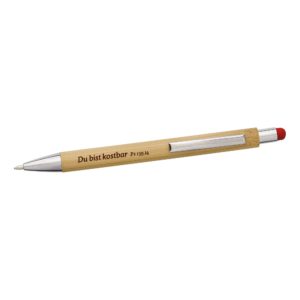 Kugelschreiber: Du bist kostbar (Bambus mit Touch-Pen rot)
