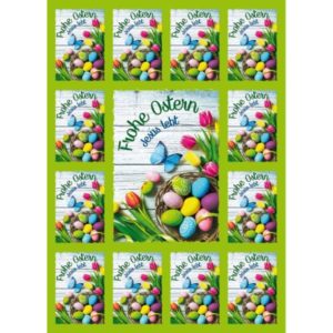 Aufkleber-Gruß-Karten: Frohe Ostern (4 Stück)
