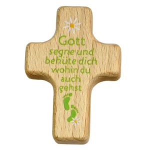Handkreuz: Gott segne dich und behüte dich (Holz grün bedruckt)