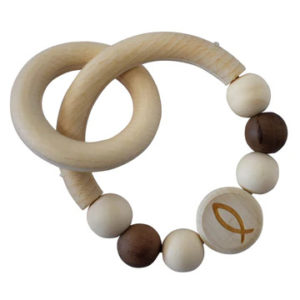 Greifling aus Holz mit Fischaufdruck