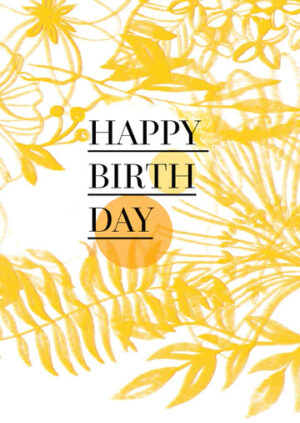 Doppelkarte Collage: Happy Birthday - Gelbes Blumenmuster (Geburtstag)