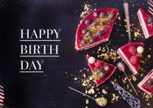 Postkarte Geburtstag: Happy Birthday (Tortenstück)