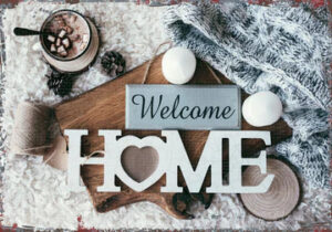 Metallschild: Welcome home
