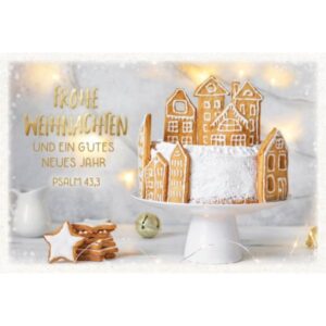 Faltkarte: Frohe Weihnachten (Lebkuchenhäuser)