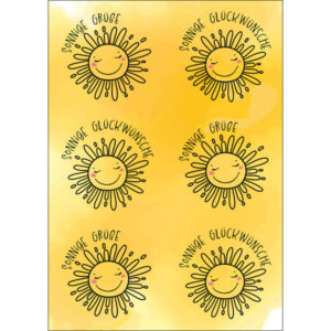 Postkarten mit Aufklebern: Sonnige Grüße - Sonnige Glückwünsche (4 Stück)