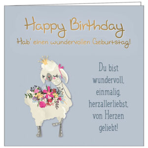 Mini-Faltkarte: Happy Birthday - Du bist wundervoll, einmalig ...