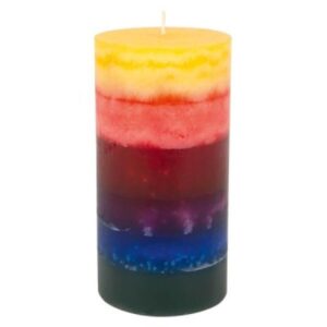 Stumpenkerze: Regenbogenfarben (groß)