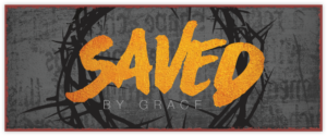 Metallschild lang: Saved by grace