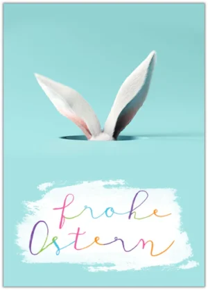 Postkarte Ostern: Frohe Ostern - Hasenohren
