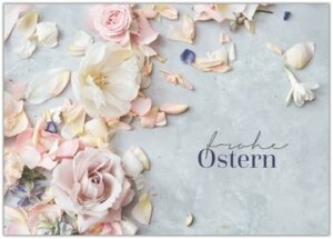 Postkarte Ostern: Frohe Ostern - Rosen