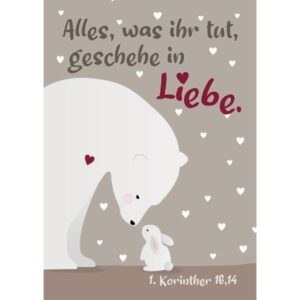 Postkarten: Jahreslosung 2024 (4 Stück, Eisbär/Hase)