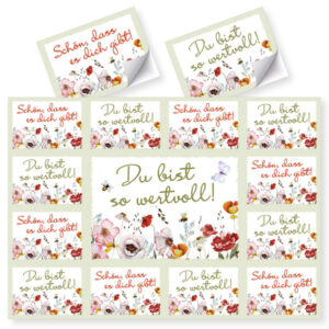 Postkarte mit Aufkleber: Du bist so wertvoll! (12 Stück)