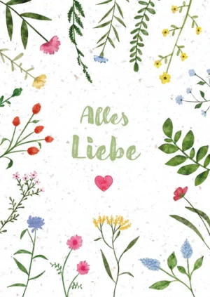 Faltkarte aus Samenpapier: Alles Liebe