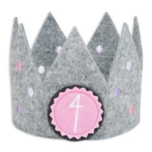 Geburtstagskrone (Filz, hellgrau/rosa)