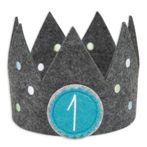 Geburtstagskrone (Filz, dunkelgrau/blau)