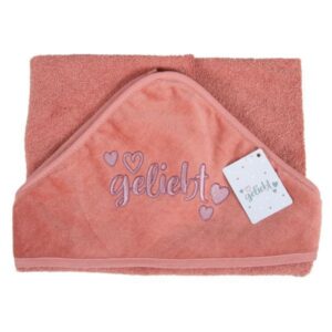 Baby-Badetuch: geliebt (altrosa)