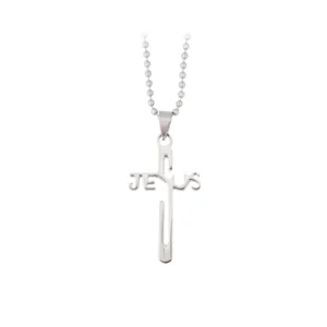 Halskette: Kreuz Schriftzug Jesus