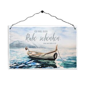 Holzschild groß: Ruhe schenken (Boot)