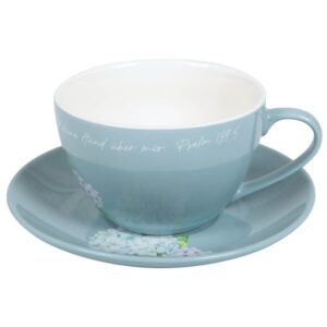 Tasse mit Untertasse: Hortensie