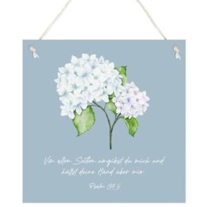 Deko-Schild: Hortensie