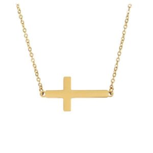 Halskette mit Anhänger Kreuz (Goldauflage)