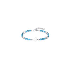 Perlenarmband: Kreuz (türkis)