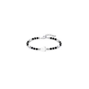 Perlenarmband: Kreuz (schwarz)