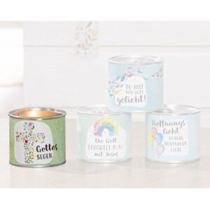 Duftkerze in Metalldose: Kreuz