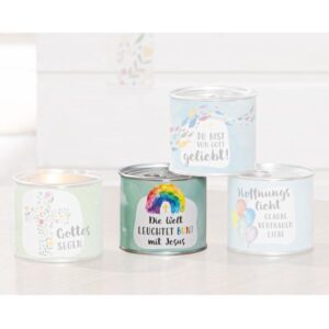 Duftkerze in Metalldose: Regenbogen