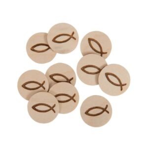 Einkaufswagenchip Holz: Fisch (10er Pack)