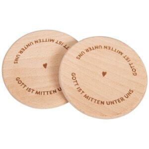 Untersetzer-Set Holz: Gott ist mitten unter uns
