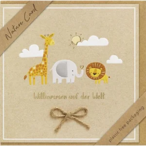 Faltkarte "Willkommen auf der Welt" (Tierkinder)